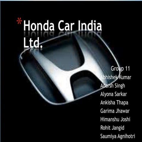 Honda Cars India Ltd. Group-11