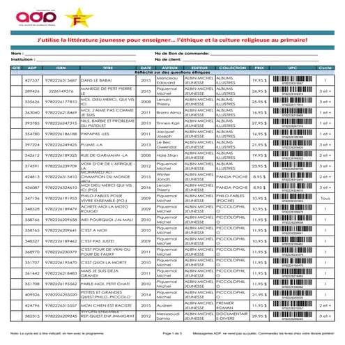 Liste de livres pour enseigner Éthique et culture religieuse au primaire
