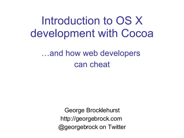 Cocoa for Web Developers