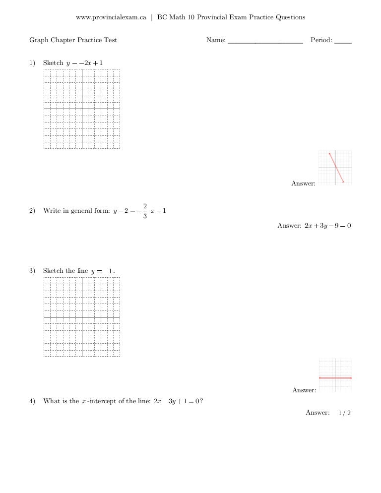 BC Math 10 Graphs Practice Test