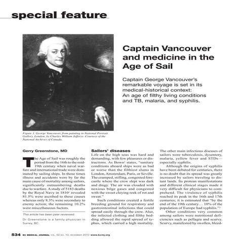 British Columbia Medical Journal, December 2010 - Captain Vancouver and medicine in the Age of Sail