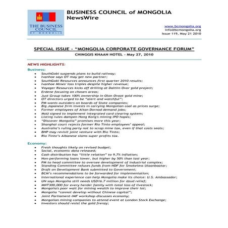 21.05.2010, NEWSWIRE, Issue 119