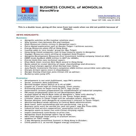 23.07.2010, NEWSWIRE, Issue 127-128