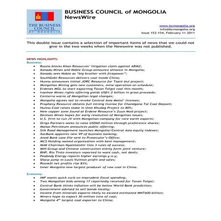 11.02.2011, NEWSWIRE, Issues 153-154