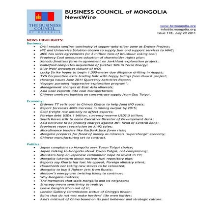 29.07.2011, NEWSWIRE, Issue 178