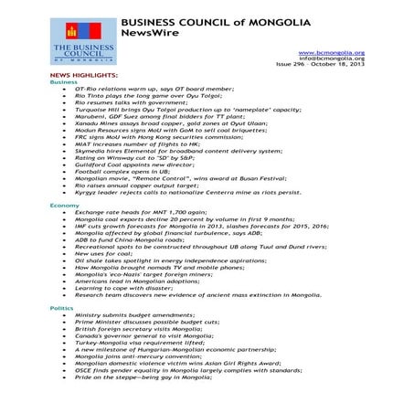 18.10.2013, NEWSWIRE, Issue 296