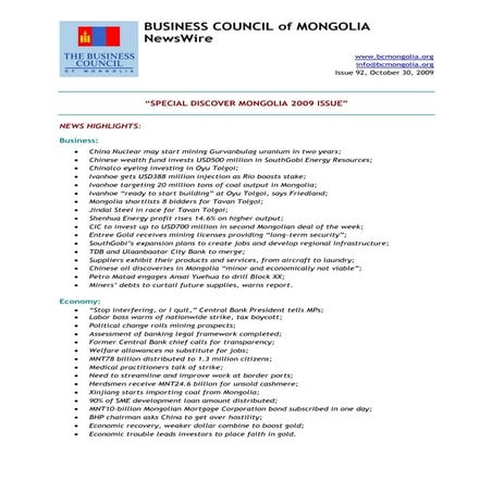 30.10.2009, NEWSWIRE, Issue 92