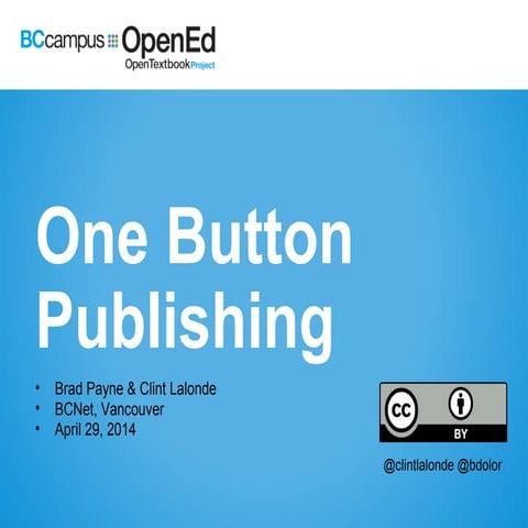 One Button Textbook Publishing with PressBooks
