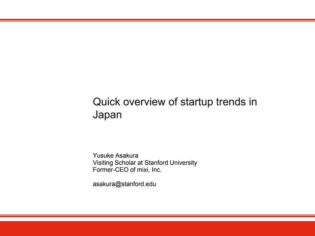 Quick overview of startup trends in...