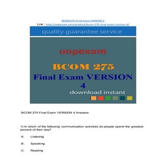 BCOM 275 Final Exam VERSION 4 2015 ...