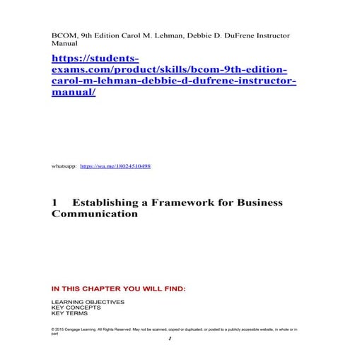 BCOM, 9th Edition Carol M. Lehman, Debbie D. DuFrene Instructor Manual.docx