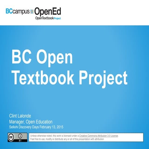 BC Open Textbook Project - Selkirk Discovery Days