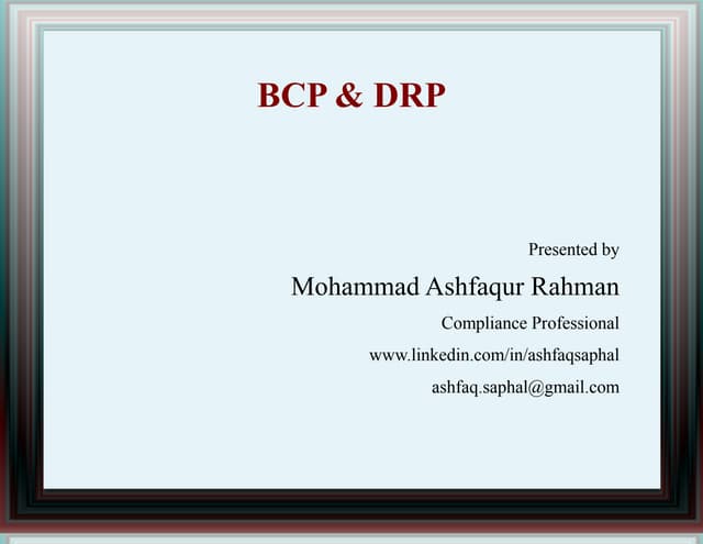Business Continuty Planning and Disester Recovry Planning 