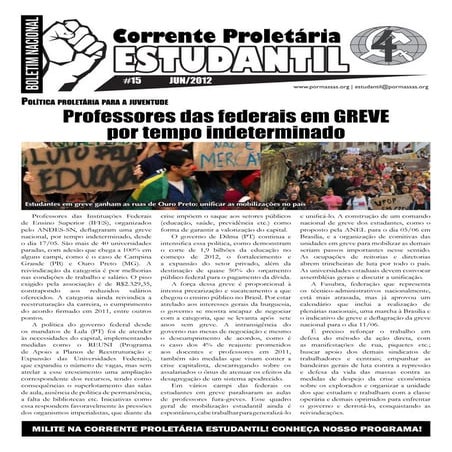 Professores das federais em GREVE  por tempo indeterminado