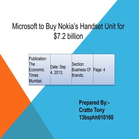 Microsoft's acquisition Of Nokia