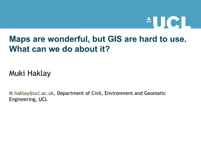 BCS Geospatial SG - Usability of GIS and GI