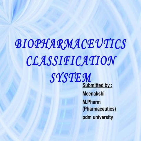 BCS classification system : Applications in pharmaceutics 