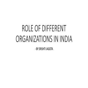 ROLE OF DIFFERENT ORGANIZATIONS IN INDIA