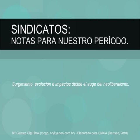 Notas sobre la Situacion Sindical (pre y post`90s)