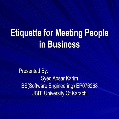 Etiquette for Meeting People in Business