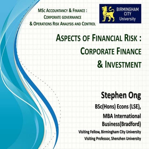 Bcu msc cg week 10 corporate finance & inv 120812