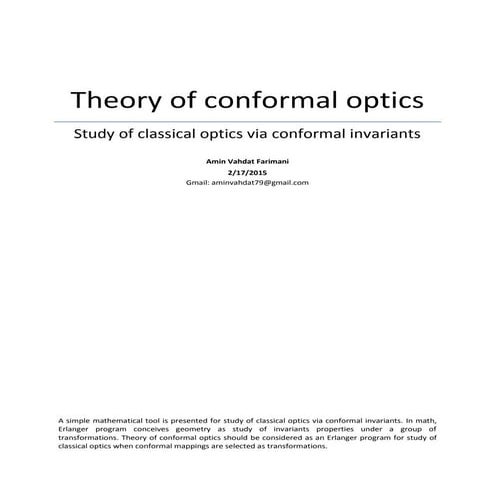 Theory of conformal optics