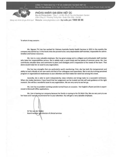 Recommendation Letter of Directors