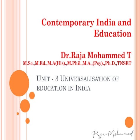 TNTEU B.Ed., Contemporary India and Education-BD1CE- Unit 3. EDUCATIONAL DEMA...