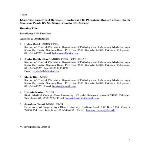 IDENTIFYING PARATHYROID HORMONE DISORDERS AND ITS PHENOTYPES THROUGH A BONE H...