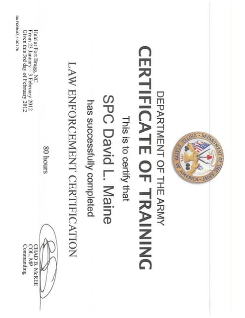Army recuriter course cert | PDF