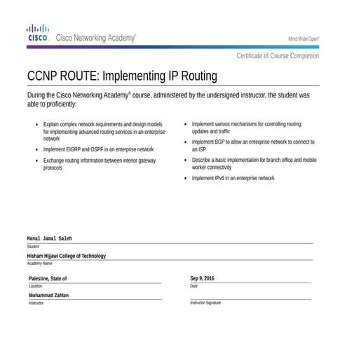 CCNP certificate