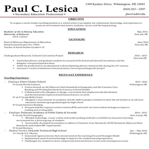 2016 Resume Plesica