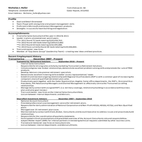 Nick Hofer Resume
