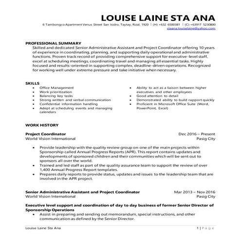 LOUISE LAINE STA ANA Resume