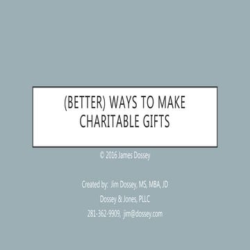 Better Ways to Make charitable gifts