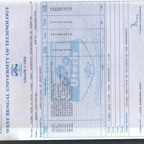 SEMESTER ALL MARK SHEET