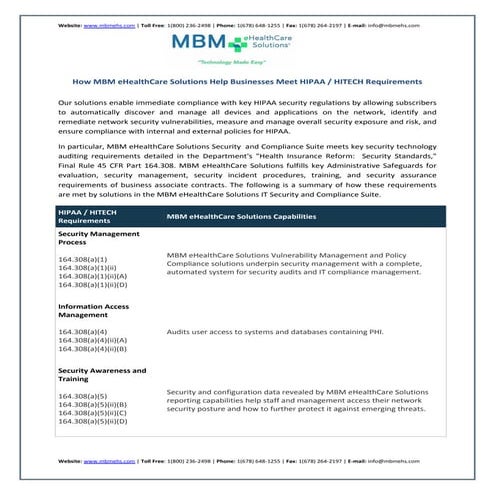 MBM HIPAA-HITECH Security Consulting Guide
