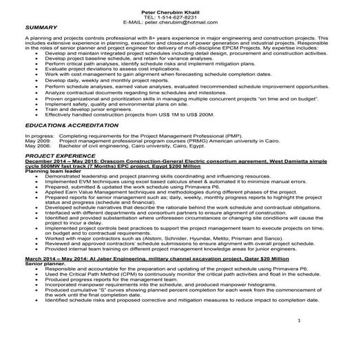 Peter Khalil CV
