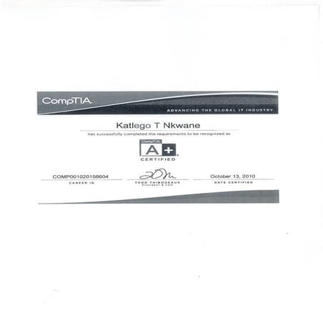CompTIA A+ 220-802 Certificate | PDF