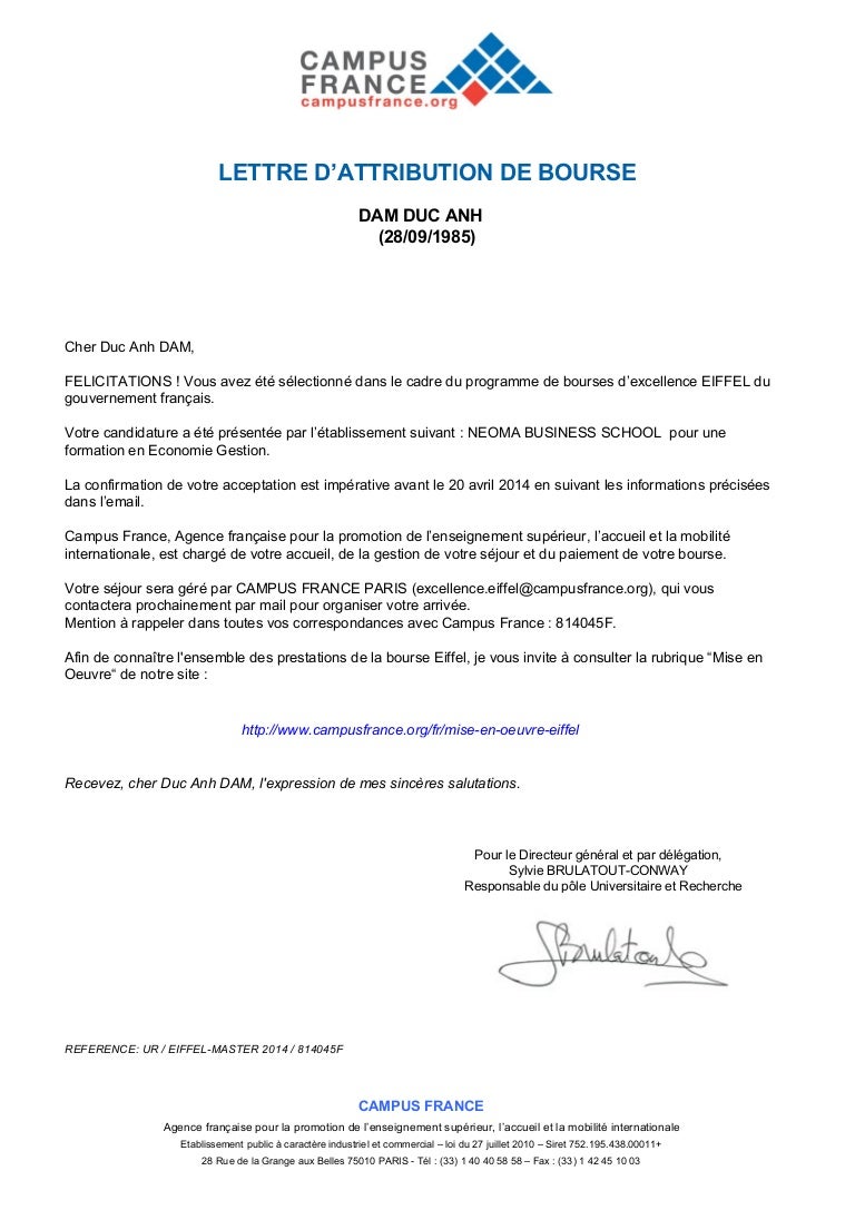 lettre de motivation bourse d'excellence