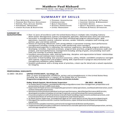 MPRichard-food and beverageprivate - Resume