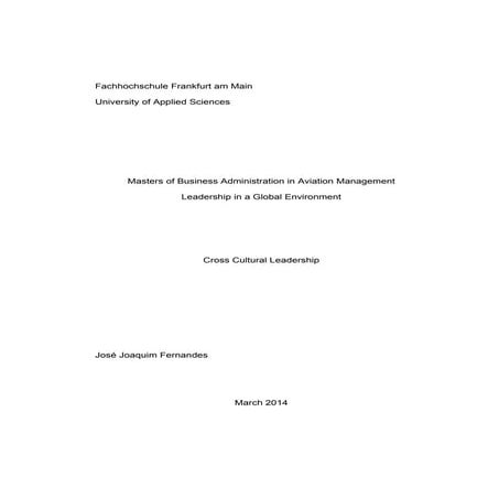 Leadership in a Global Environment Cross Cultural Leadership Jose