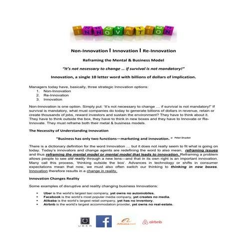 Non-Innovation l Innovation l Re-Innovation