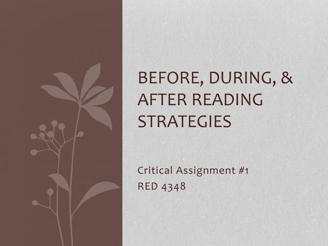 Reading Strategies: Before, During, and After