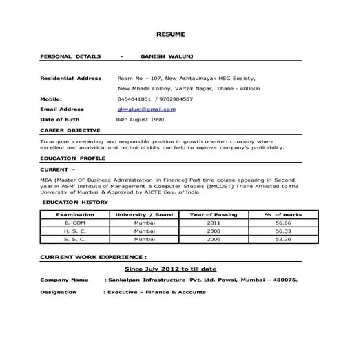 Resume -Ganesh Walunj