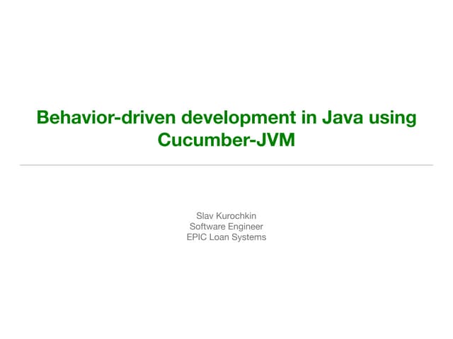 BDD in Java using Cucumber