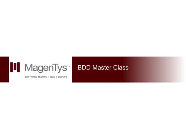 Bdd masterclass