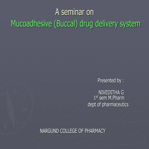 Mucoadhesive (Buccal) drug delivery system | PPT