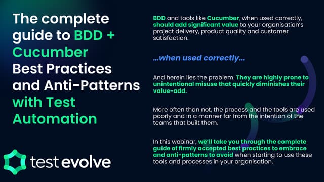 The complete guide to BDD + Cucumber Best Practices and Anti-Patterns.