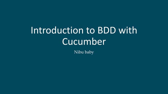 Introduction to Bdd and cucumber